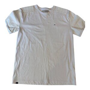 KITE Shirt Mens Medium Faux Leather Croc Embossed Panel Tee Modern Streetwear